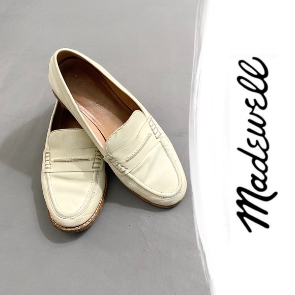 Madewell White Leather Flats 7 - Picture 1 of 10
